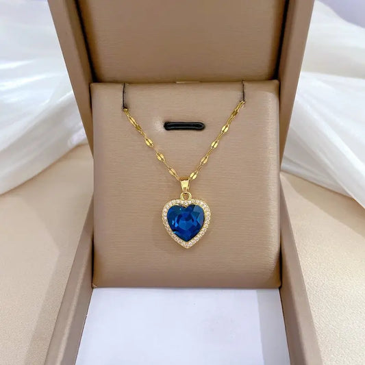 Gold Saphir Herz-Halskette