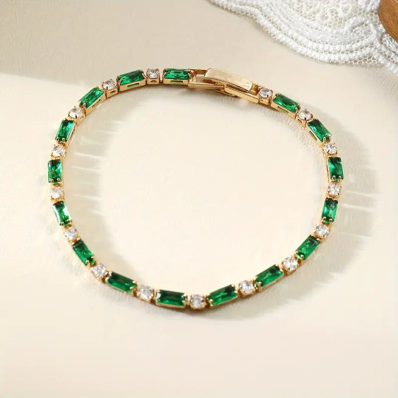 Gold Smaragd Abwechselnd Tennisarmband