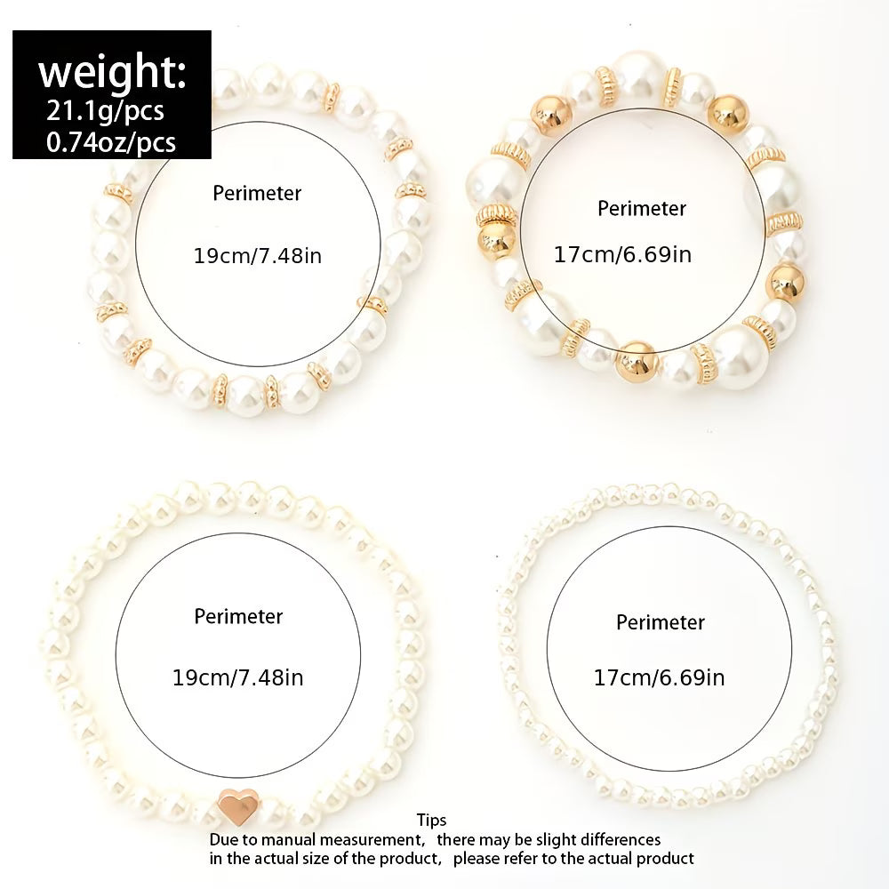 Perlen-Stapel Armband-Set aus 4