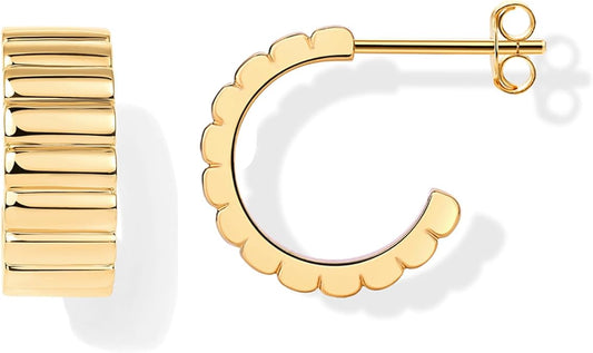Klassisch Rillen Ohrringe | Gold