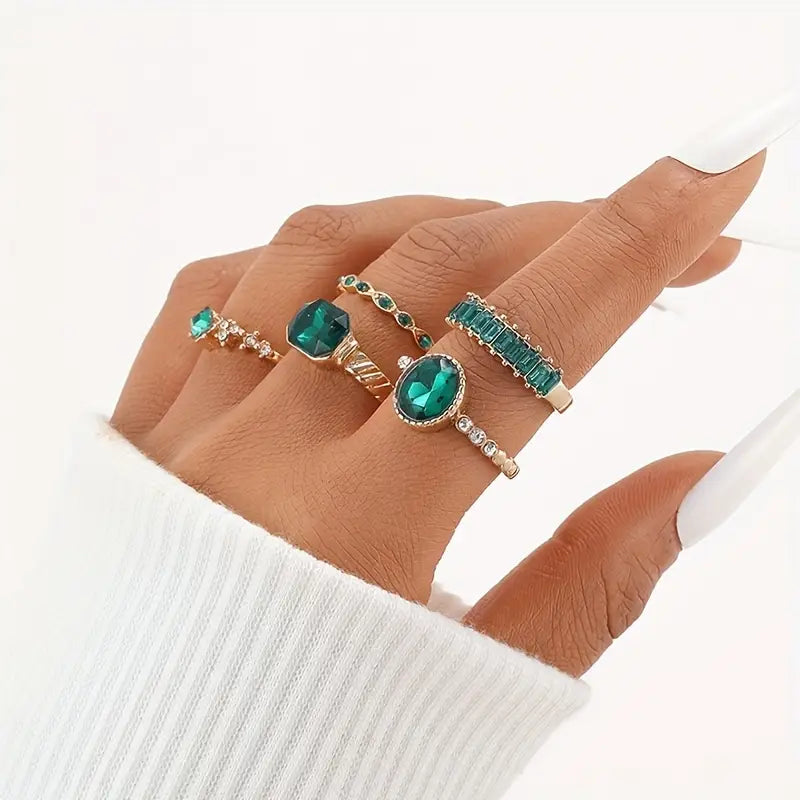 Zarina Exquisit Smaragdring-Set | Gold