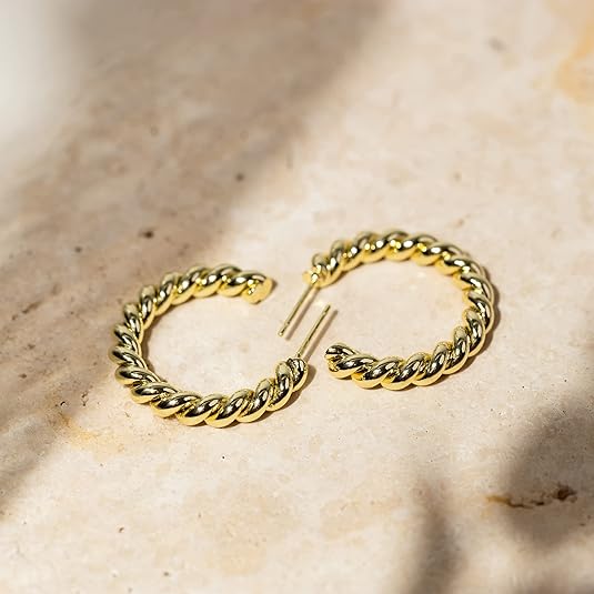 Seil Drehung Creolen | Gold