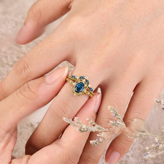 Azelia Saphir Krone Ring-Set | Gold