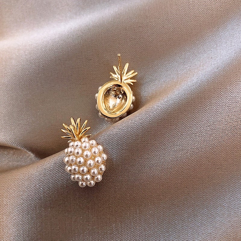 Gold Cluster Perlen-Ohrstecker