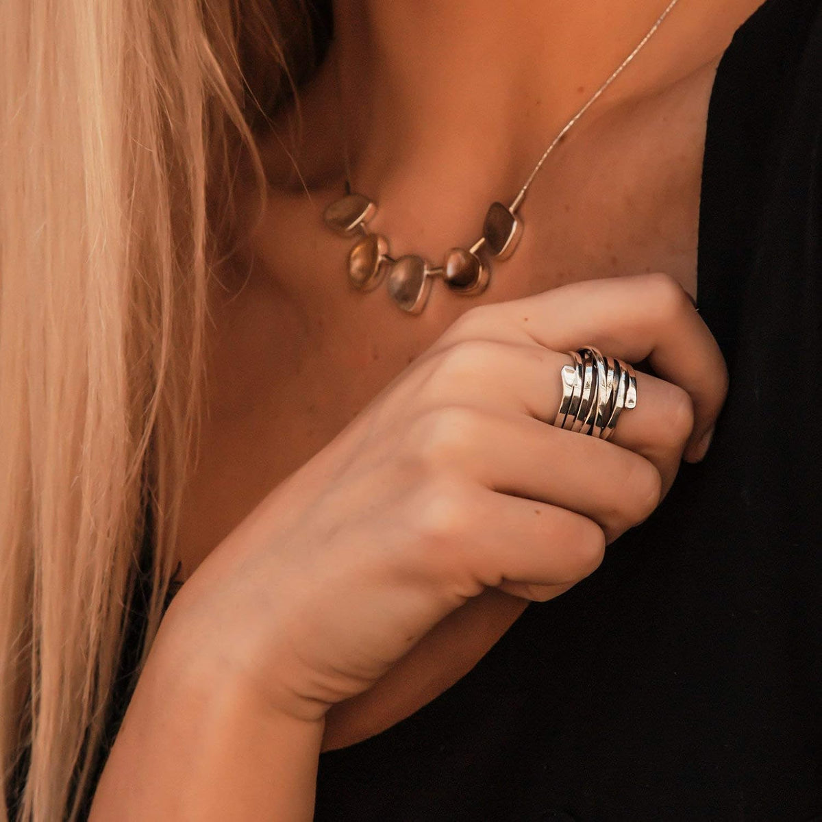 Silber Mehrfachband Wickel Ring