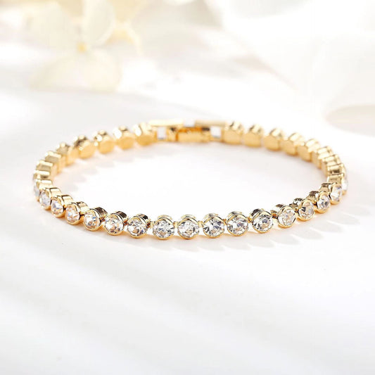 Rundschliff Tennisarmband | Gold