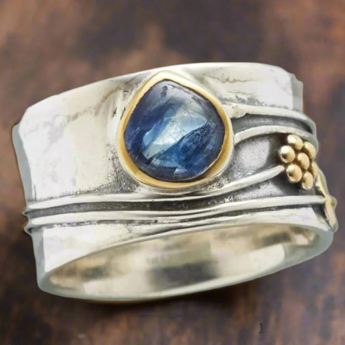 Silber und Gold Zargen Akzent Ring