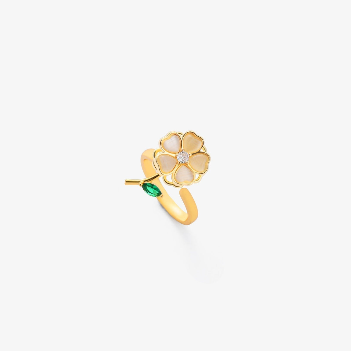 Smaragd Blatt Blume Drehring | Gold