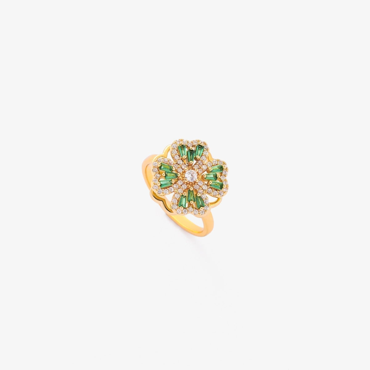 Gold Smaragd Blumen-Ring