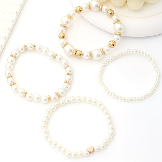 Perlen-Stapel Armband-Set aus 4