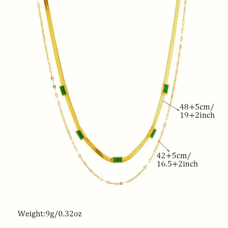 Sister Edelstein Doppelt-Layer Retro Halskette | Gold