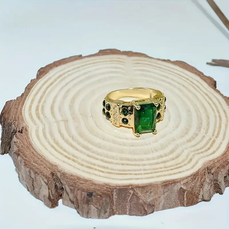 Gold Smaragd Geometrisch Ring