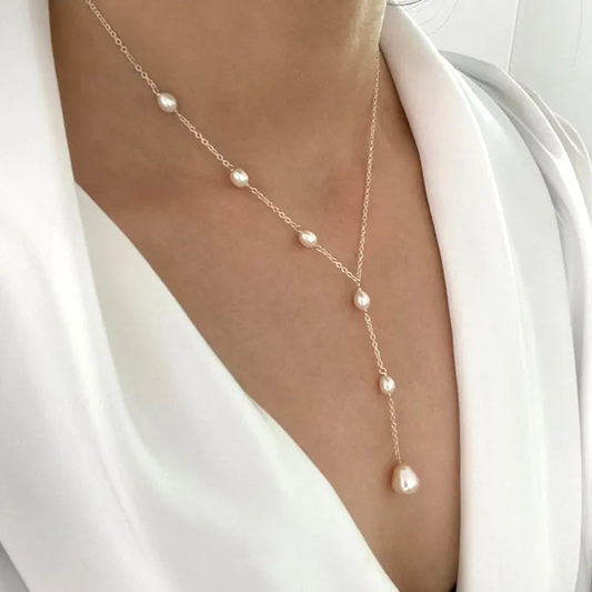 Kaskaden Perlen-Lariat Halskette