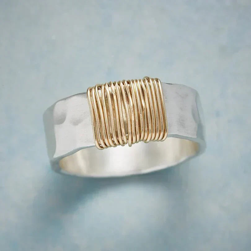 Silber und Gold Draht Gewickelt Ring