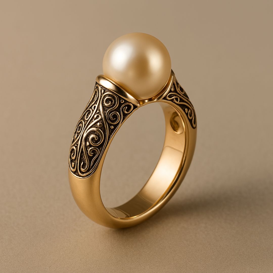 Zeitlos Vintage Perlen-Goldring