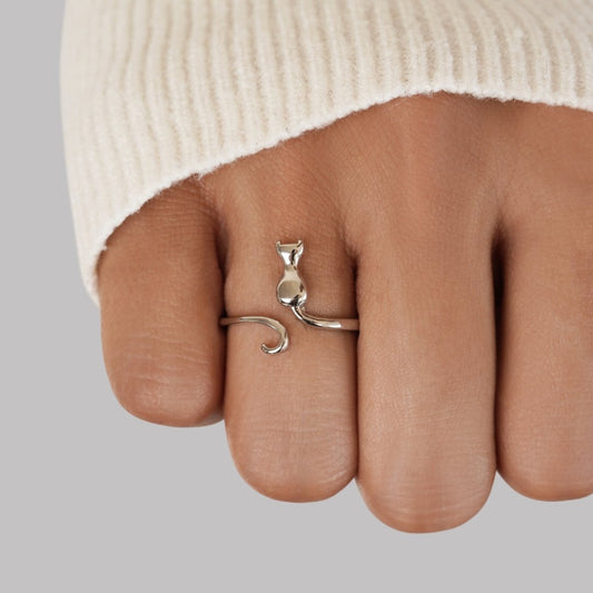 Silber Cat Motiv Ring