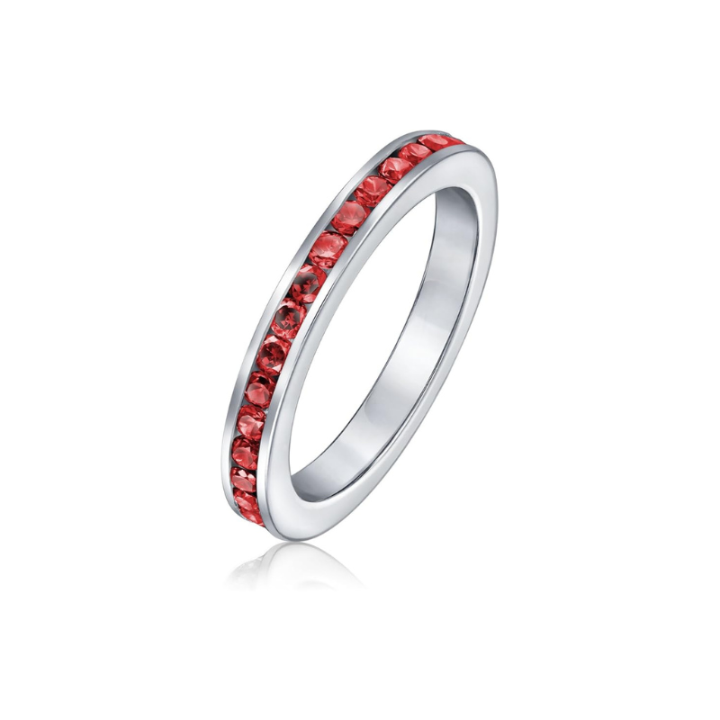 Rubin Ewigkeit Band Ring | Weißgold
