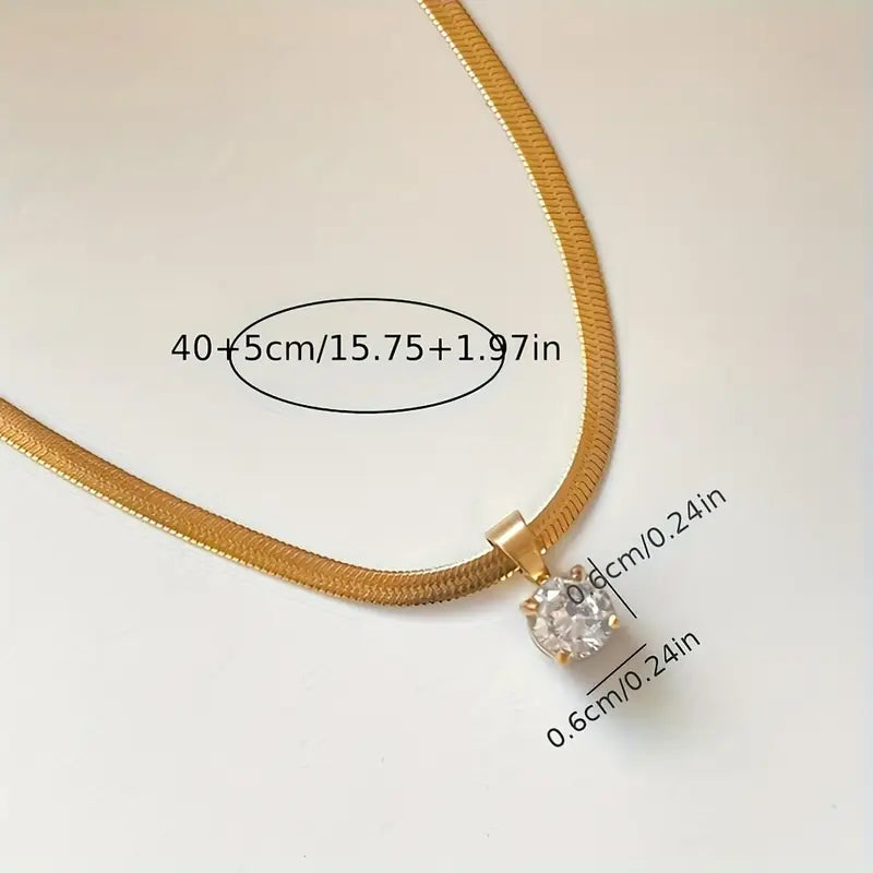 Elegant Strass Anhänger-Halskette | Gold