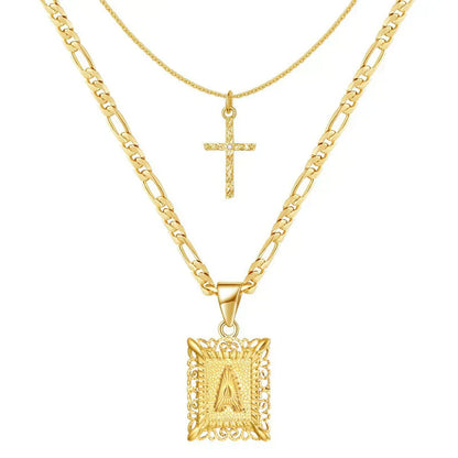Kreuz Initiale Halsketten-Set | Gold