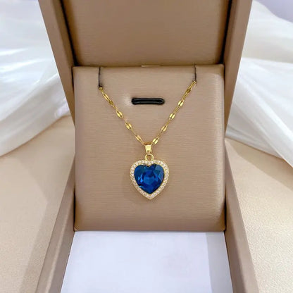 Gold Saphir Herz-Halskette