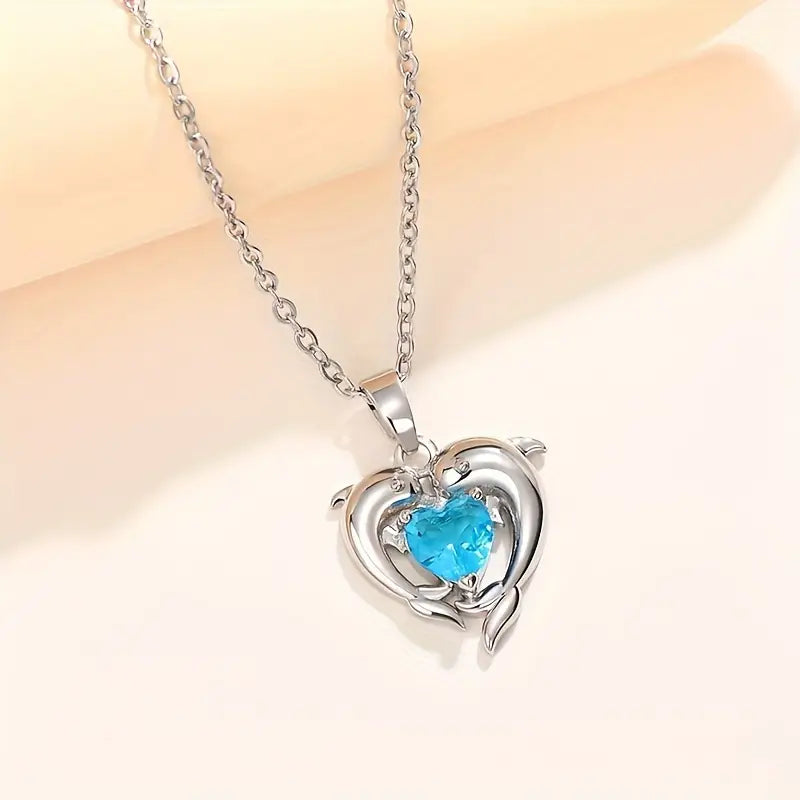 Oceanheart Twins Halskette | Weißgold