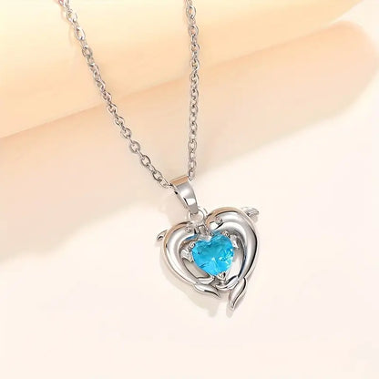 Oceanheart Twins Halskette | Weißgold