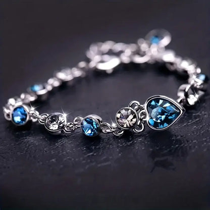 Silber Saphir Herz Kette Armband