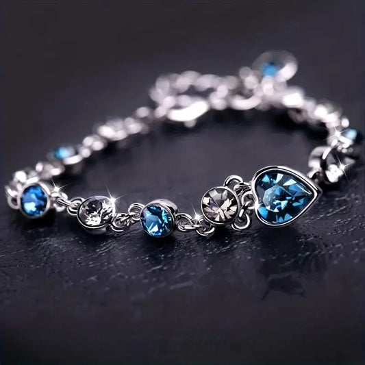 Silber Saphir Herz Kette Armband