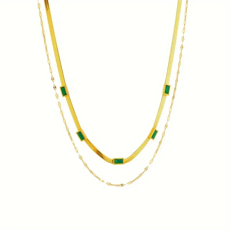 Sister Edelstein Doppelt-Layer Retro Halskette | Gold