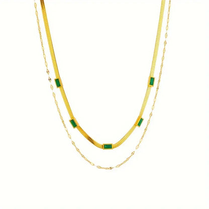 Sister Edelstein Doppelt-Layer Retro Halskette | Gold