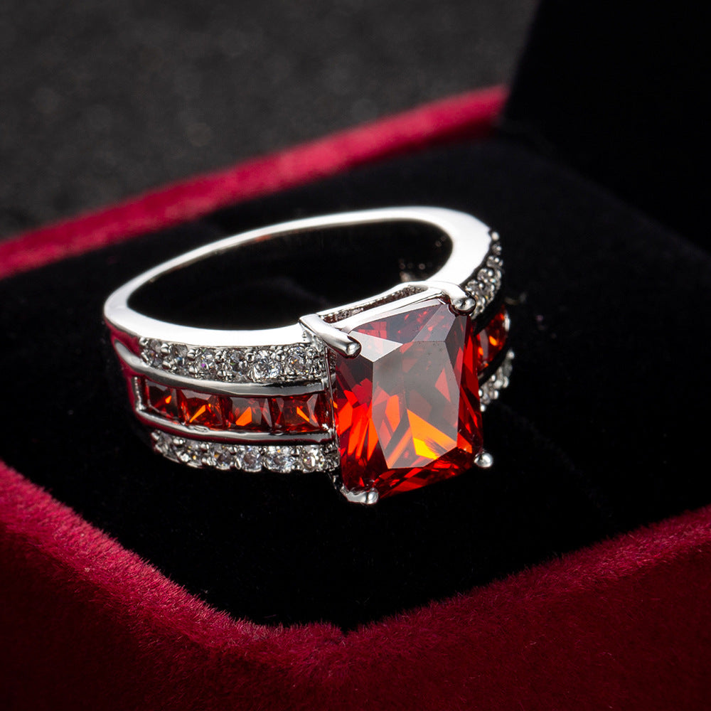 Silber Rubin Geteilte Ringschiene Ring