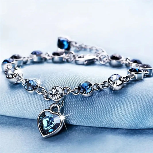 Silber Saphir Herz Kette Armband