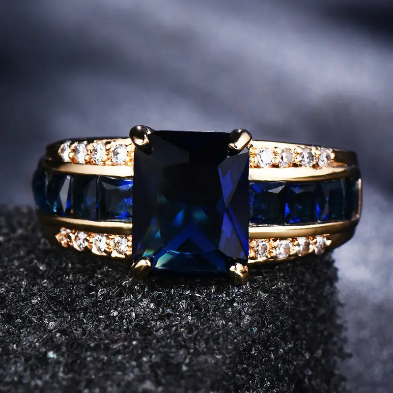 Gold Saphir Quadratschliff Ring