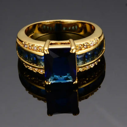 Gold Saphir Quadratschliff Ring