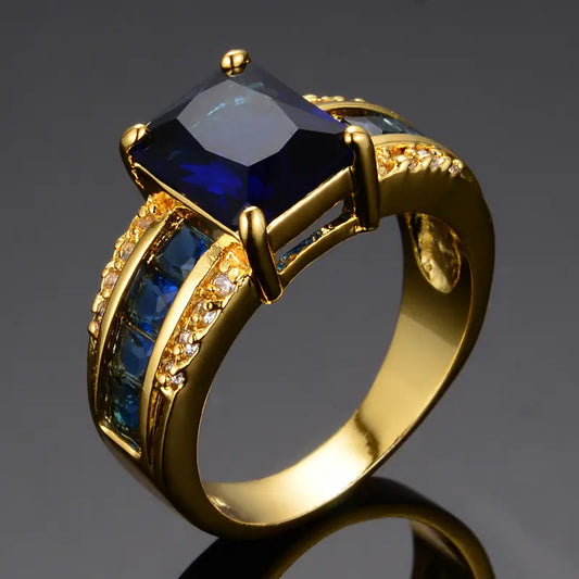 Gold Saphir Quadratschliff Ring
