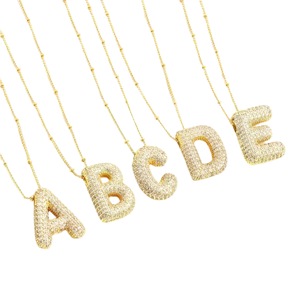 Blase Buchstabeninitiale Halskette Set | Gold
