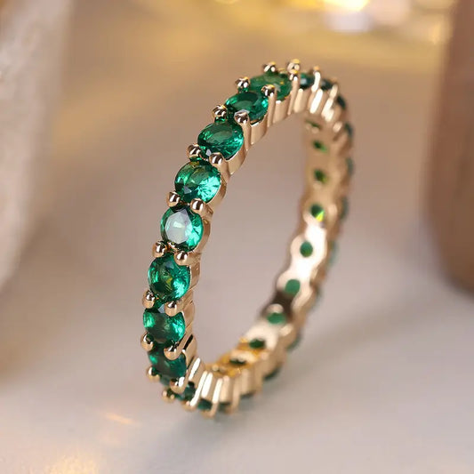 Gold Smaragd Ewigkeit Ring