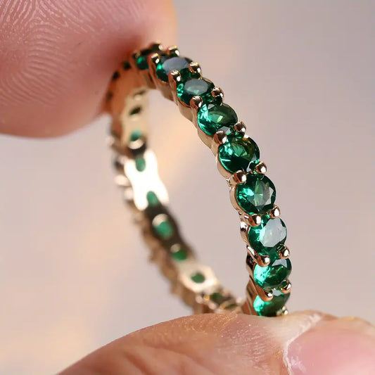 Gold Smaragd Ewigkeit Ring
