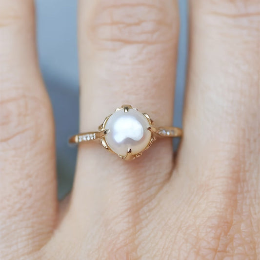Zart Perle & Kristall-Ring