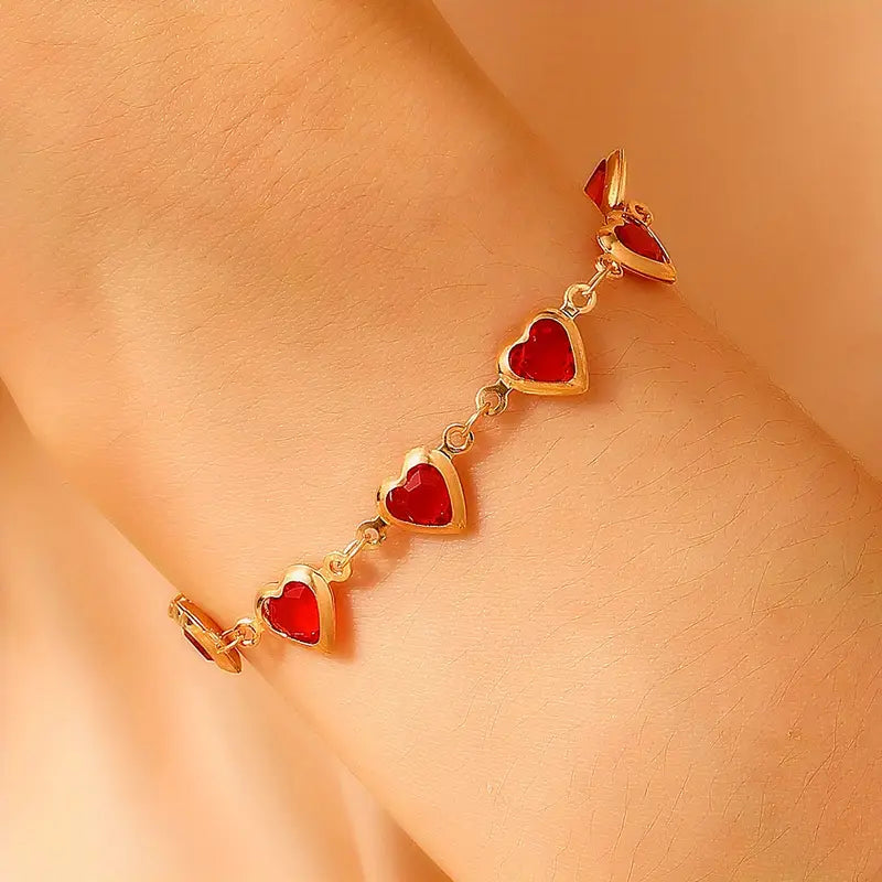 Gold Rubin Herz Kette Armband
