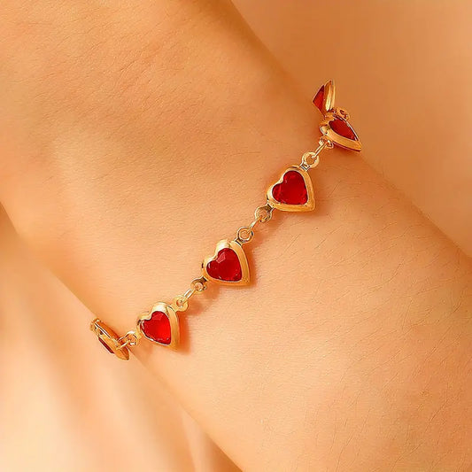 Gold Rubin Herz Kette Armband