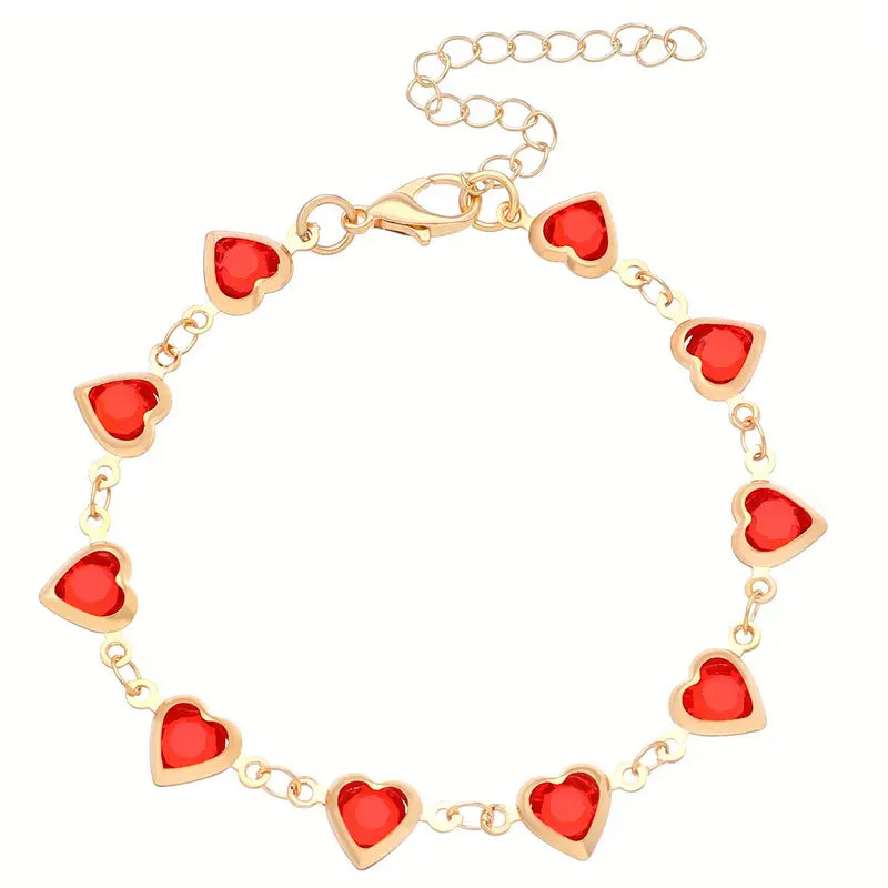 Gold Rubin Herz Kette Armband