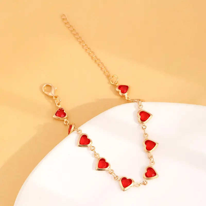 Gold Rubin Herz Kette Armband