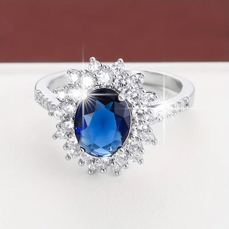 Gold Saphir Halo-Ring