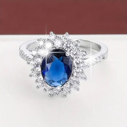 Gold Saphir Halo-Ring