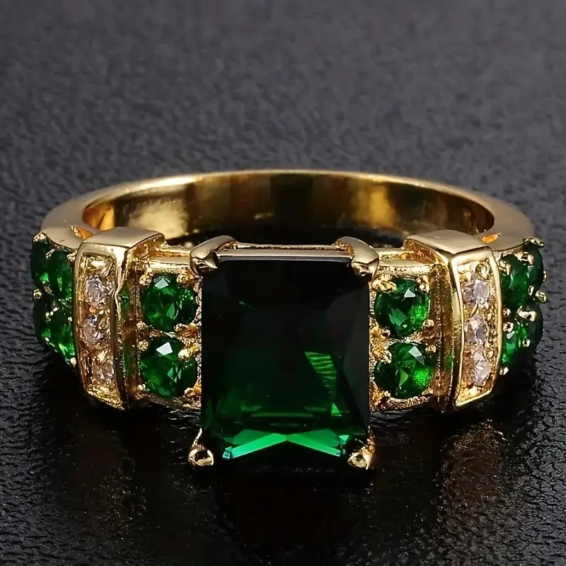 Gold Smaragd Geometrisch Ring