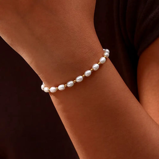 Elegant Perle und Goldarmband
