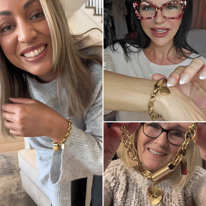Herzförmig Massiv Armband | Gold