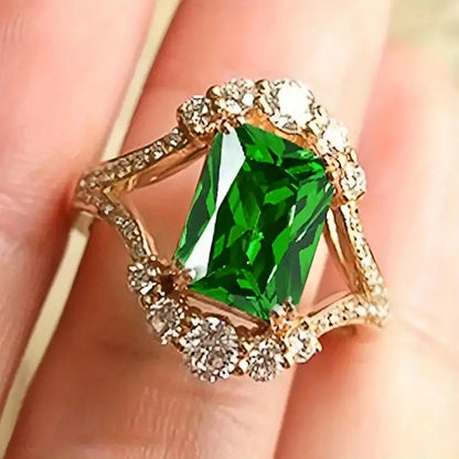 Gold Smaragd Halo-Ring
