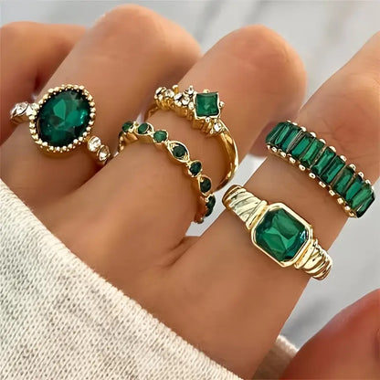 Zarina Exquisit Smaragdring-Set | Gold